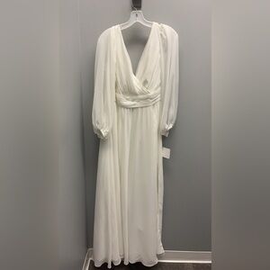 Long Billow Sleeve Chiffon A-Line Wedding Dress